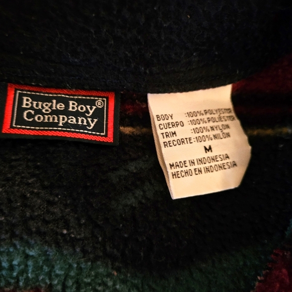 Vintage Bugle Boy 1/4 Zip Fleece Mens Med Aztec Print 90s Y2K - Picture 4 of 6